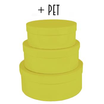 SADA PAPIEROVÝCH ŠKATÚĽ, 3 KUSY, OKRÚHLY TVAR, EGREŠOVO ZELENÁ