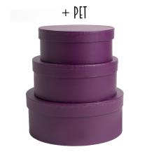 SADA PAPIEROVÝCH KRABÍC, 3 KUSY, OKRÚHLY TVAR, PURPUROVO-FIALOVÁ