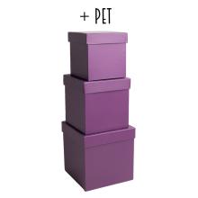 SADA PAPIEROVÝCH KRABÍC, 3 KUSY, KOCKOVÁ, PURPUROVO-FIALOVÁ