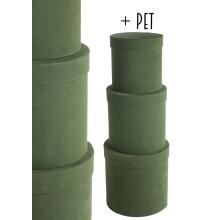 SADA PAPIEROVÝCH KRABÍC, 3 KUSY, OKRÚHLA, TMAVOZELENÁ