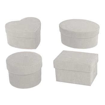 SADA PAPIEROVÝCH KRABÍC, 4 KUSY, NIEKOĽKO TYPOV, BETÓNOVÁ SIVÁ