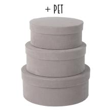 SADA PAPIEROVÝCH KRABÍC, 3 KUSY, OKRÚHLA, BETÓNOVÁ SIVÁ