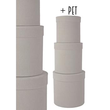 SADA PAPIEROVÝCH KRABÍC, 3 KUSY, OKRÚHLA, BETÓNOVÁ SIVÁ