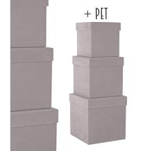 PAPIEROVÝ BOX S FLOKOM, 3 KUSY, KOCKA, BETÓNOVÁ SIVÁ