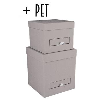 SADA PAPIEROVÝCH ŠKATÚĽ, 2 KUSY, SO ZÁSUVKAMI, BETÓNOVÁ SIVÁ