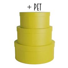 PAPIEROVÁ ŠKATUĽA S FLOKÁCIOU, SADA 3 KS, OKRÚHLA, EGREŠOVO ZELENÁ