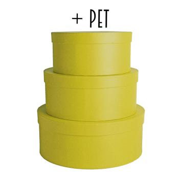 PAPIEROVÁ ŠKATUĽA S FLOKÁCIOU, SADA 3 KS, OKRÚHLA, EGREŠOVO ZELENÁ