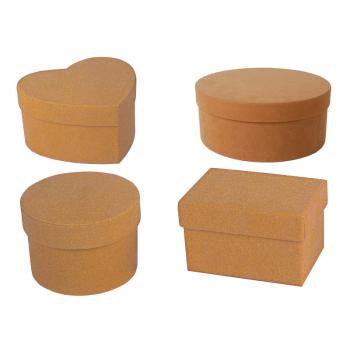 PAPIEROVÁ ŠKATUĽKA FLOCKED SET OF 4, SEVERAL TYPES, BROWN-NUGGET