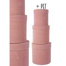 SADA PAPIEROVÝCH KRABÍC, 3 KUSY, OKRÚHLA, RUŽOVO-HNEDÁ