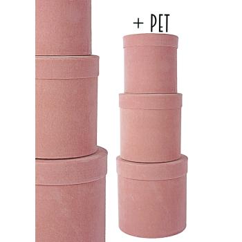 SADA PAPIEROVÝCH KRABÍC, 3 KUSY, OKRÚHLA, RUŽOVO-HNEDÁ