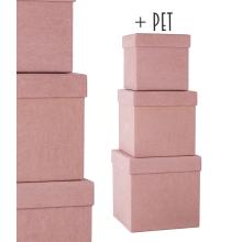 SADA PAPIEROVÝCH KRABÍC, 3 KUSY, KOCKA, RUŽOVO-HNEDÁ