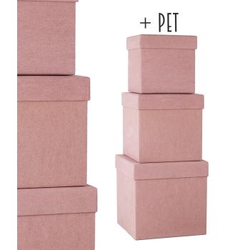 SADA PAPIEROVÝCH KRABÍC, 3 KUSY, KOCKA, RUŽOVO-HNEDÁ