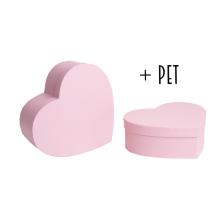 SADA PAPIEROVÝCH ŠKATULIEK, 2 KUSY, V TVARE SRDCA, CUKRÍKOVO RUŽOVÁ + ZVIERATKO