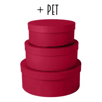 SADA PAPIEROVÝCH KRABÍC, 3 KUSY, OKRÚHLA, PERZSKÁ ČERVENÁ + ZVIERATKO