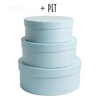 SADA PAPIEROVÝCH ŠKATULIEK, 3 KUSY, OKRÚHLA, ROZPRAŠOVAČ + ZVIERATKO