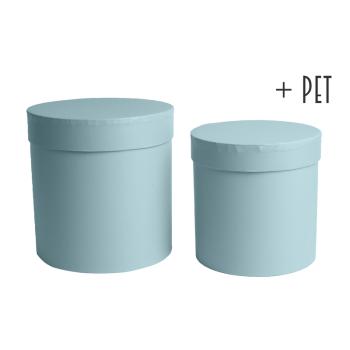 SADA PAPIEROVÝCH ŠKATULIEK, 2 KUSY, OKRÚHLA, ROZPRAŠOVAČ + PET