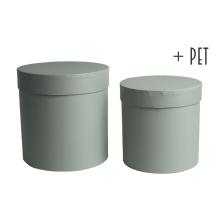 SADA PAPIEROVÝCH KRABÍC, 2 KUSY, OKRÚHLA, ĽADOVO ZELENÁ + PET