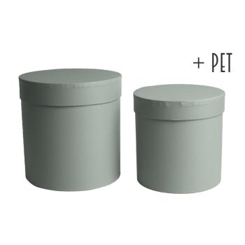 SADA PAPIEROVÝCH KRABÍC, 2 KUSY, OKRÚHLA, ĽADOVO ZELENÁ + PET