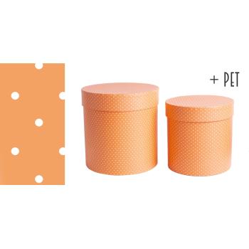 SADA PAPIEROVÝCH ŠKATULIEK, 2 KUSY, OKRÚHLA, MELÓN, TICHO S BODKAMI + ZVIERATKO