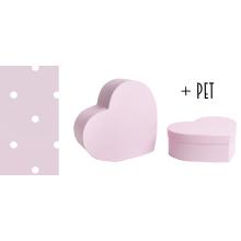 SADA PAPIEROVÝCH KRABÍC, 2 KUSY, V TVARE SRDCA, PIRUETA, TICHO S BODKAMI + ZVIERATKO