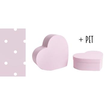 SADA PAPIEROVÝCH KRABÍC, 2 KUSY, V TVARE SRDCA, PIRUETA, TICHO S BODKAMI + ZVIERATKO