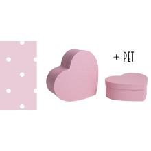 PAPIEROVÁ KRABIČKA V TVARE SRDCA, CUKRÍKOVO RUŽOVÁ, S TICHÝMI BODKAMI + ZVIERATKO