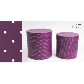 SADA PAPIEROVÝCH ŠKATULIEK, 2 KUSY, OKRÚHLA, S MLČANLIVÝMI BODKAMI + ZVIERATKO