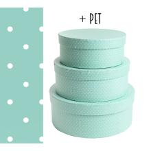 SADA PAPIEROVÝCH KRABÍC, 3 KUSY, OKRÚHLE, S TICHÝMI KOLÍČKAMI