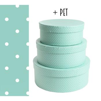 SADA PAPIEROVÝCH KRABÍC, 3 KUSY, OKRÚHLE, S TICHÝMI KOLÍČKAMI