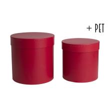 PAPIEROVÁ ŠKATUĽKA S PLASTOVOU VLOŽKOU, 2 KUSY, OKRÚHLA, ŠARLÁTOVO ČERVENÁ