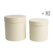 SADA PAPIEROVÝCH KRABÍC, 2 KUSY, OKRÚHLA, VINTAGE KRÉMOVÁ