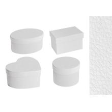 SADA PAPIEROVÝCH KRABÍC, 4 RÔZNE TYPY, KOŽENÝ EFEKT, BIELA