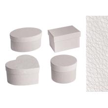 SADA PAPIEROVÝCH KRABÍC, 4 RÔZNE TYPY, KOŽENÝ EFEKT, SIVÁ