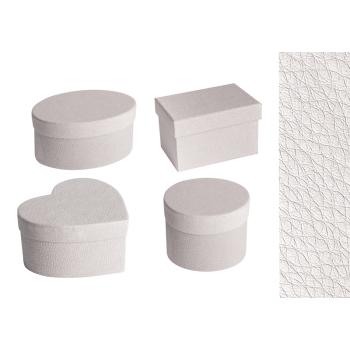 SADA PAPIEROVÝCH KRABÍC, 4 RÔZNE TYPY, KOŽENÝ EFEKT, SIVÁ