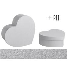 SADA PAPIEROVÝCH ŠKATULIEK S PLASTOVOU VLOŽKOU, 2 KUSY, V TVARE SRDCA, SIVÝ KOŽENÝ EFEKT