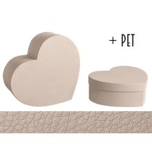 SADA PAPIEROVÝCH ŠKATÚĽ S PLASTOVOU VLOŽKOU, 2 KUSY, V TVARE SRDCA, S KOŽENÝM EFEKTOM