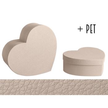 SADA PAPIEROVÝCH ŠKATÚĽ S PLASTOVOU VLOŽKOU, 2 KUSY, V TVARE SRDCA, S KOŽENÝM EFEKTOM