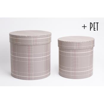 SADA PAPIEROVÝCH ŠKATULIEK S PLASTOVOU VLOŽKOU, 2 KUSY, OKRÚHLE, EZOTERICKÁ HNEDÁ