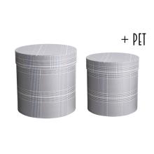 SADA PAPIEROVÝCH ŠKATULIEK S PLASTOVOU VLOŽKOU, 2 KUSY, OKRÚHLE, EZOTERICKÁ SIVÁ