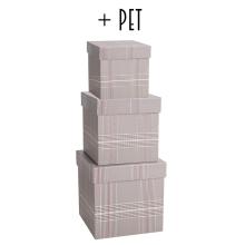 SADA PAPIEROVÝCH KRABÍC S PLASTOVOU VLOŽKOU, 3 KUSY, ŠTVORCOVÁ, EZOTERICKÁ HNEDÁ