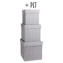 SADA PAPIEROVÝCH KRABÍC S PLASTOVOU VLOŽKOU, 3 KUSY, ŠTVORCOVÁ, EZOTERICKÁ SIVÁ