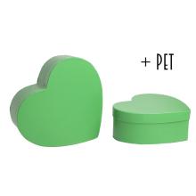 SADA PAPIEROVÝCH ŠKATULIEK S PLASTOVOU VLOŽKOU, 2 KUSY, V TVARE SRDCA, TMAVOZELENÁ