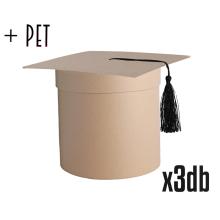 SADA PAPIEROVÝCH KRABÍC S PLASTOVOU VLOŽKOU, 3 KUSY, OKRÚHLY TVAR, BALÓNOVÝ UZÁVER, KRAFT