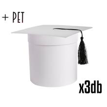 SADA PAPIEROVÝCH ŠKATULIEK S PLASTOVOU VLOŽKOU, 3 KUSY, OKRÚHLY TVAR, BALÓNOVÉ VIEČKO, BIELA