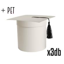 SADA PAPIEROVÝCH ŠKATULIEK S PLASTOVOU VLOŽKOU, 3 KUSY, OKRÚHLY TVAR, BALÓNOVÉ VIEČKO, KRÉMOVÁ