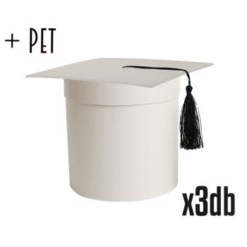 SADA PAPIEROVÝCH ŠKATULIEK S PLASTOVOU VLOŽKOU, 3 KUSY, OKRÚHLY TVAR, BALÓNOVÉ VIEČKO, KRÉMOVÁ