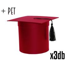 SADA PAPIEROVÝCH ŠKATULIEK S PLASTOVOU VLOŽKOU, 3 KUSY, OKRÚHLY TVAR, BALÓNOVÝ UZÁVER, ŠARLÁTOVO ČERVENÁ