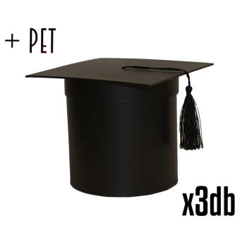 SADA PAPIEROVÝCH KRABÍC S PLASTOVOU VLOŽKOU, 3 KUSY, OKRÚHLY TVAR, BALÓNOVÉ VIEČKO, ČIERNA FARBA