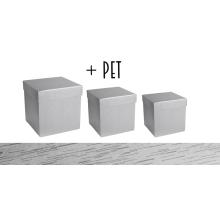 PAPIEROVÁ SÚPRAVA S PLASTOVOU VLOŽKOU, 3 KUSY, KOCKA, EXKLUZÍVNE STRIEBRO