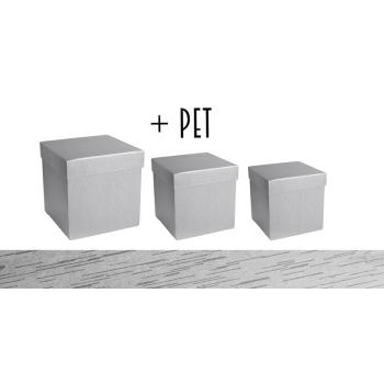 PAPIEROVÁ SÚPRAVA S PLASTOVOU VLOŽKOU, 3 KUSY, KOCKA, EXKLUZÍVNE STRIEBRO